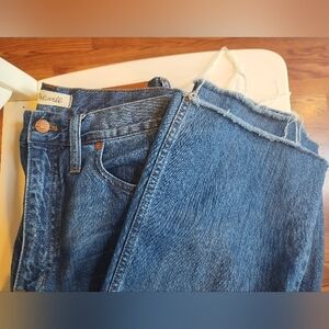 Madewell High Rise Rigid Demi Boot Raw Hem Cropped Jeans Women's Waist Size 32